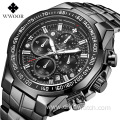 WWOOR Brand Watches Men Luxury Sports Chronograph Clock Man Fashion Full Steel Quartz Wrist Watch Relogio Masculino